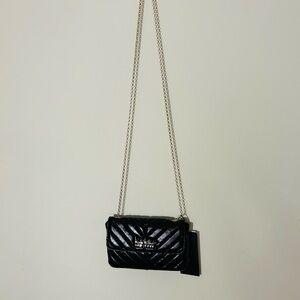 Nicole Miller Black Chevron Crossbody Bag